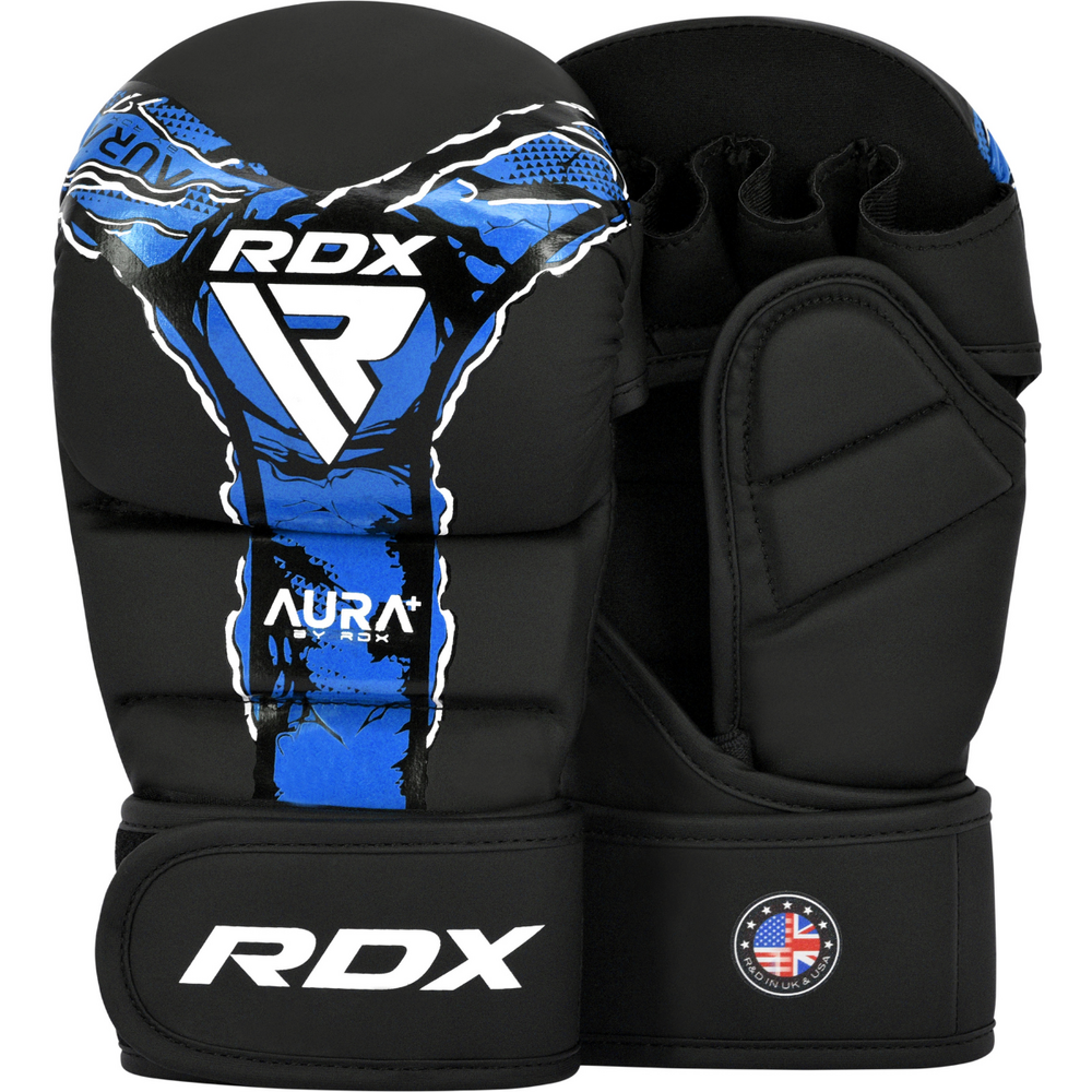 RDX Sports Grappling Handschoenen Shooter Aura F17 Zwart met Blauw