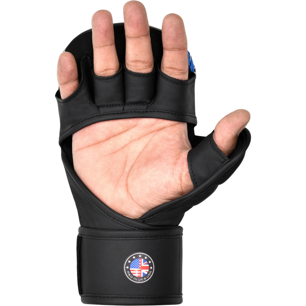 RDX Sports Grappling Handschoenen Shooter Aura F17 Zwart met Blauw
