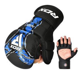 RDX Sports Grappling Handschoenen Shooter Aura F17 Zwart met Blauw