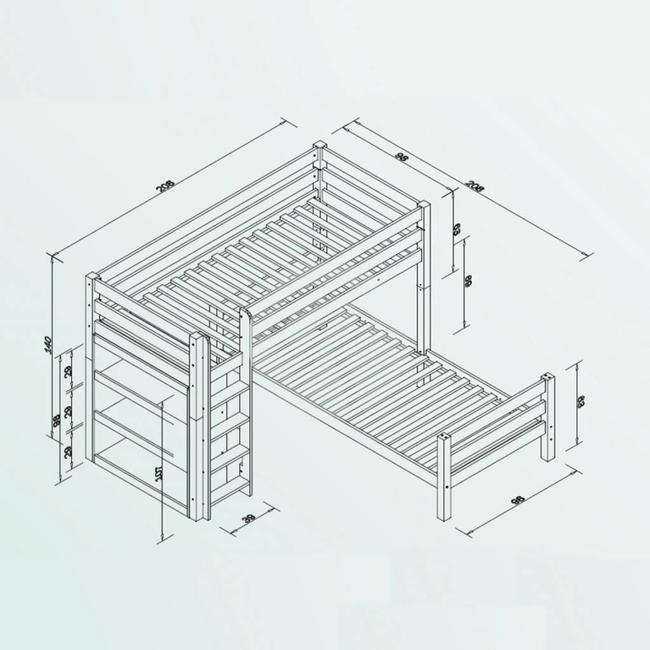 Infanskids Hoekstapelbed Pinokkio - Beuken wit