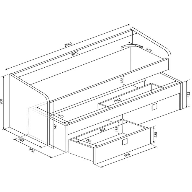 Trasman Kajuitbed Jules blauw - 90x200