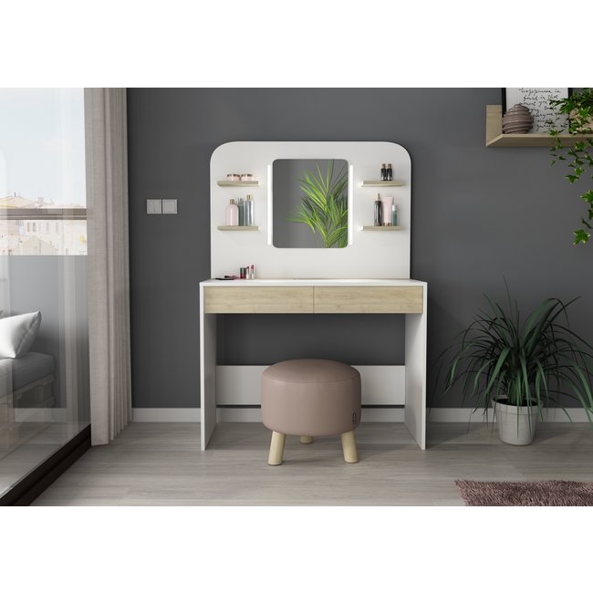 Trasman Kaptafel Vanity Secret - Make-up tafel - Eiken/wit