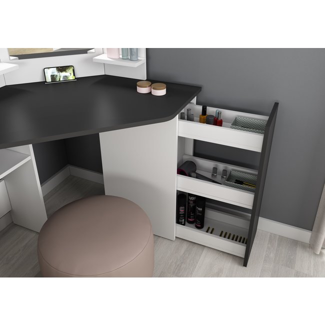 Trasman Kaptafel Vanity Chic - Make-up tafel - Grijs-Wit