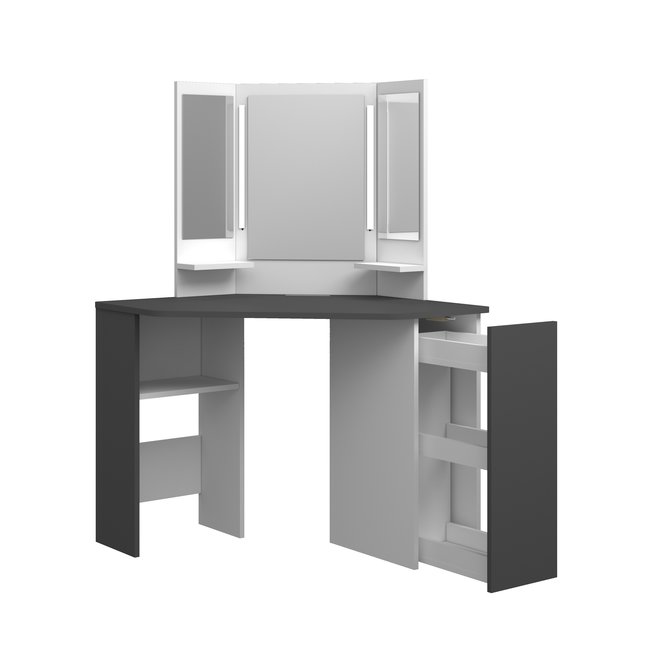 Trasman Kaptafel Vanity Chic - Make-up tafel - Grijs-Wit