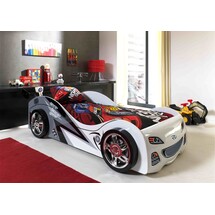 Autobed Wit Brap Brap Raceauto - 90 x 200 cm