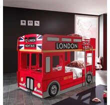 Stapelbed Rood London Bus incl. LED lampen-90x200