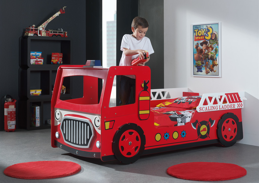 Autobed Fire Rood 90x20 - Laagste prijs - Kinderkamerwebwinkel.nl