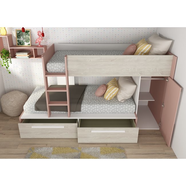 Trasman Stapelbed Jules Roze met kast en 2 lades