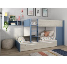 Stapelbed Jules blauw met kast en 2 lades