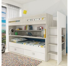 Hoogslaper Spectra Grijseiken met bureau en bed