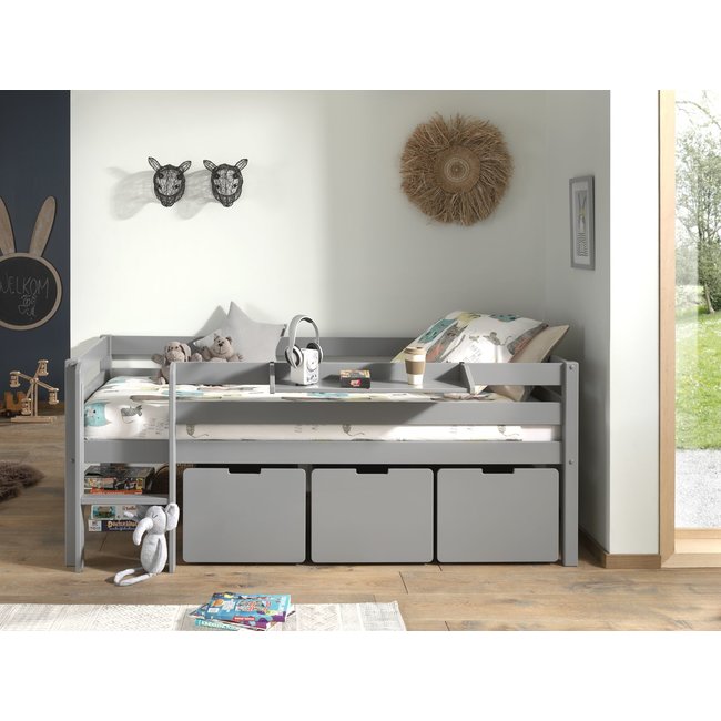 Vipack Halfhoogslaper Pino Grijs 90x200cm