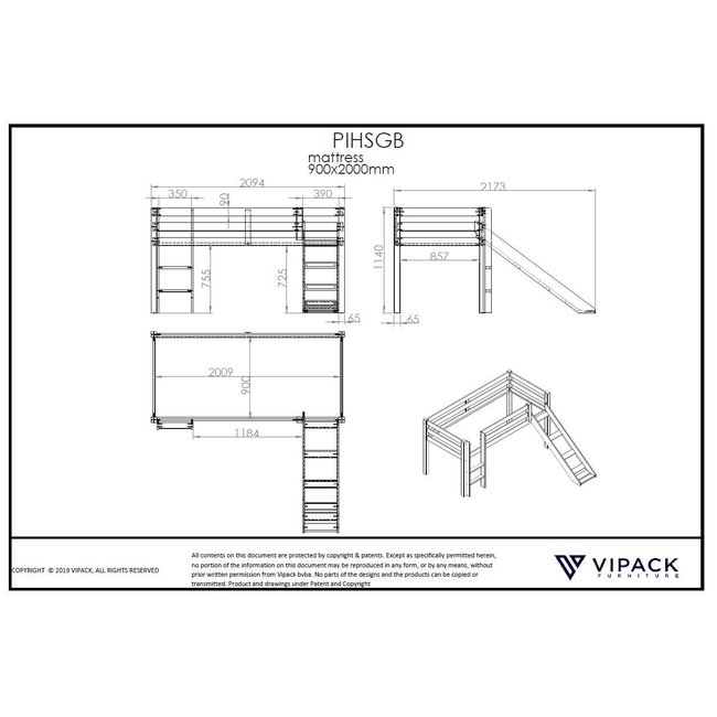 Vipack Halfhoogslaper Charlotte - Wit
