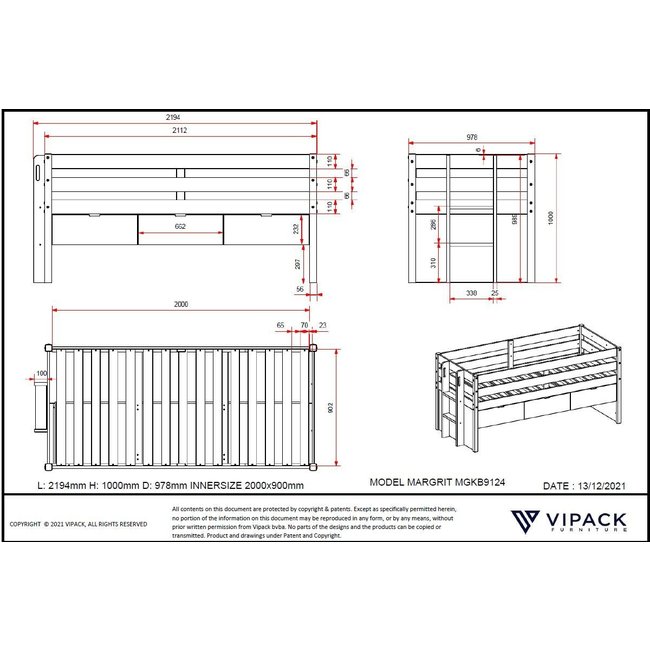 Vipack Kajuitbed Margrit