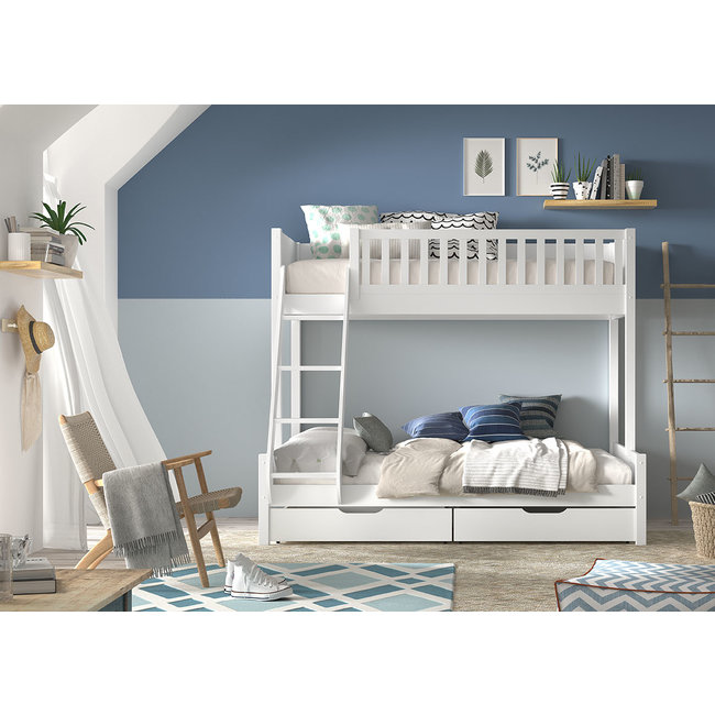 Vipack 3 persoons stapelbed Scott - Wit - 140x200