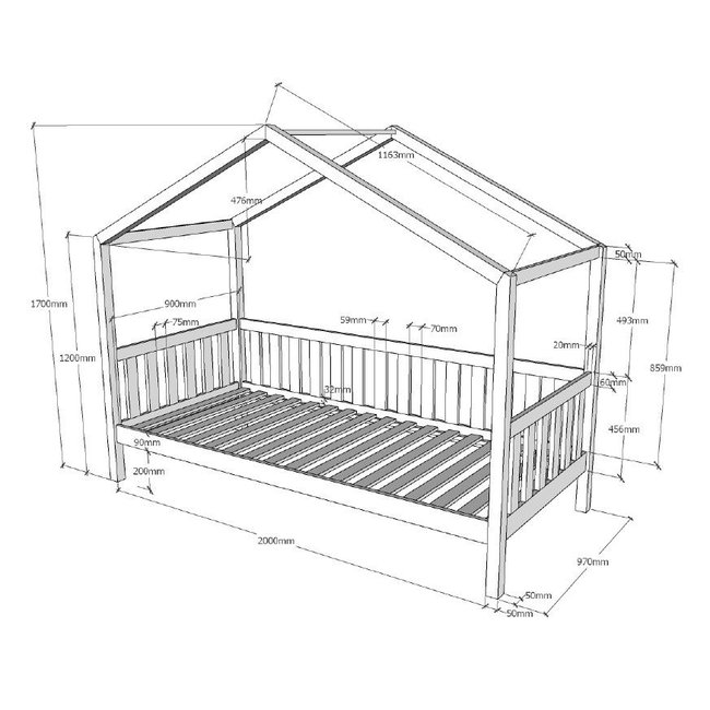 Vipack Bedbank Dallas - Antraciet - 90x200