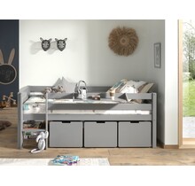 Halfhoogslaper Pino - Grijs - 90x200cm - met 3 lades en bedplank (variant 6)