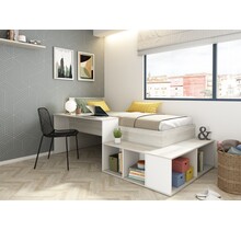 Kinderbed Blake - Grijs eiken met wit