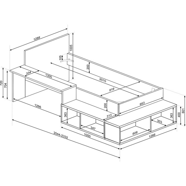 Trasman Kinderbed Blake - Roze en grijs eiken