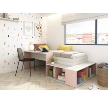 Kinderbed Blake - Roze en grijs eiken