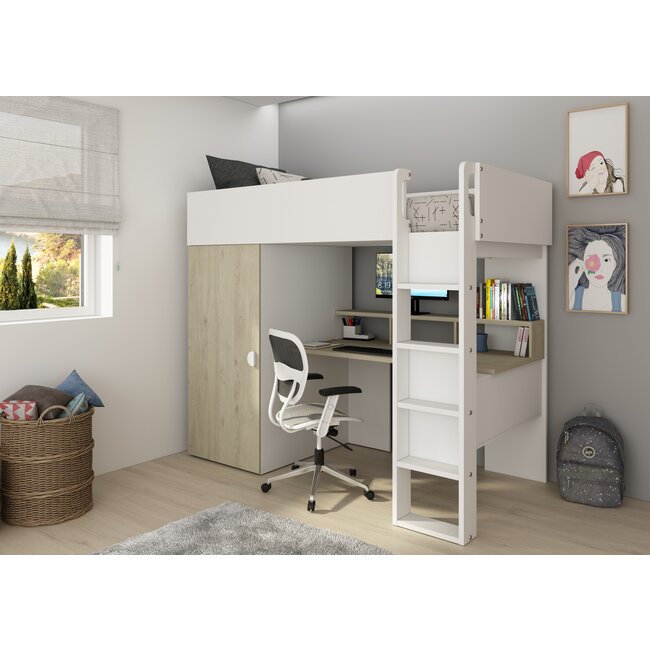 Trasman Hoogslaper Flow Grijs eiken/wit