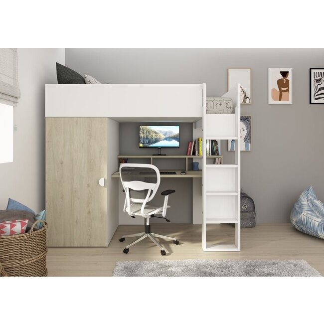 Trasman Hoogslaper Flow Grijs eiken/wit