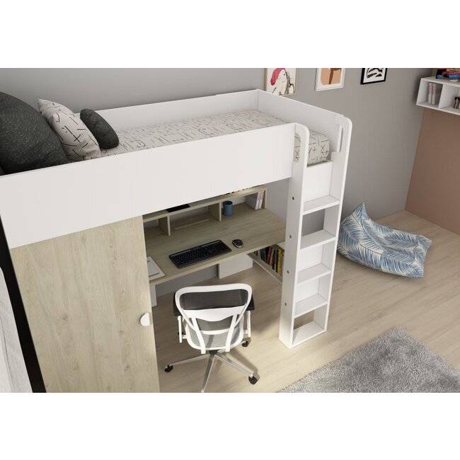 Trasman Hoogslaper Flow Grijs eiken/wit