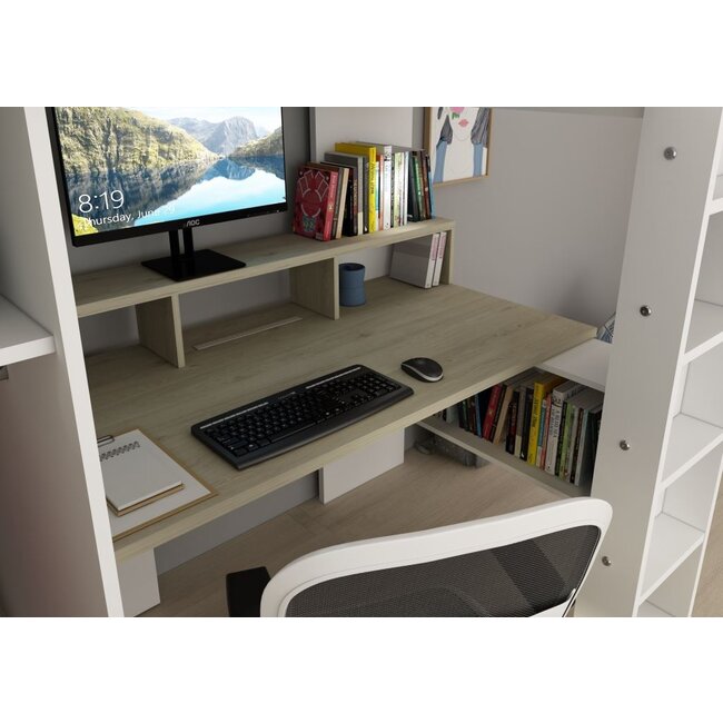 Trasman Hoogslaper Flow Grijs eiken/wit