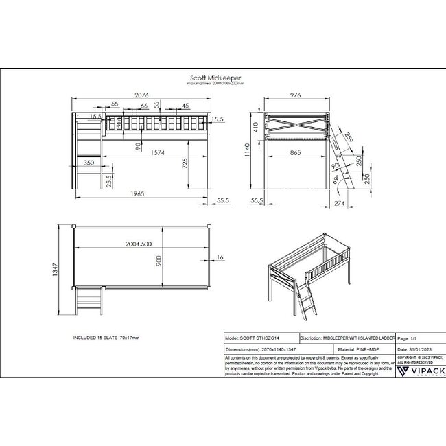 Vipack Halfhoogslaper Scott