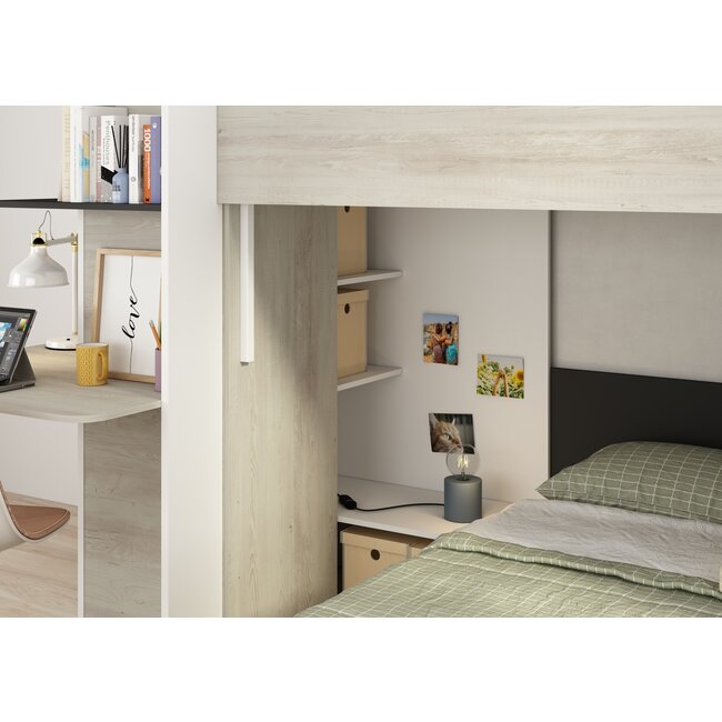 Trasman Stapelbed Palatino Antraciet / Grijs eiken