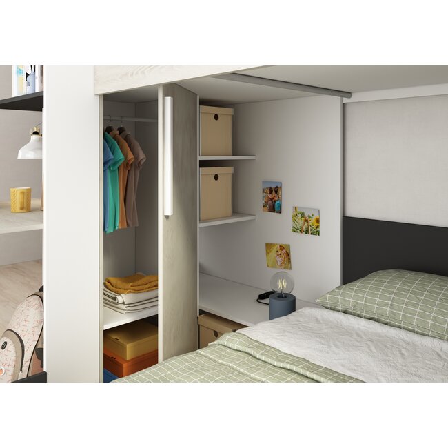 Trasman Stapelbed Palatino Antraciet / Grijs eiken