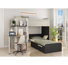 Stapelbed Palatino Antraciet / Grijs eiken