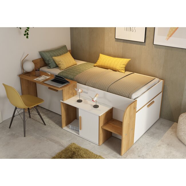 Trasman Kinderbed Sacha - Eiken met wit