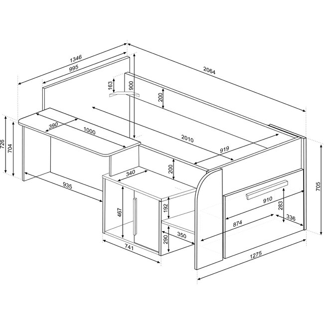 Trasman Kinderbed Sacha - Eiken met wit