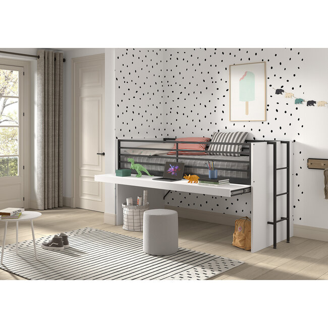 Vipack Halfhoogslaper Sam wit - met 2 boekenkasten