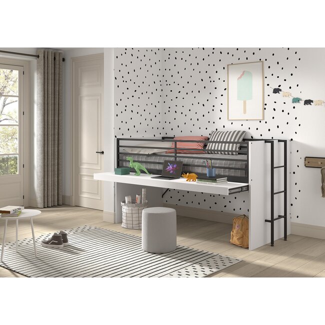 Vipack Halfhoogslaper Sam wit - met 2 ladekasten