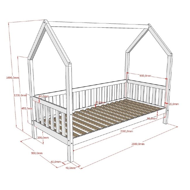 Vipack Bedhuisje Cabane - Wit- bedbank