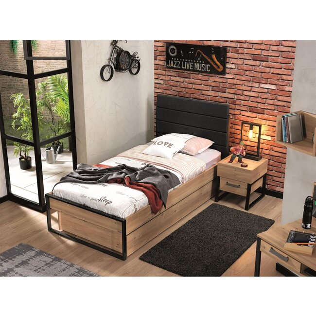 Almila Kids Kinderbed Irony recht hoofdeinde - 120x200 - Industrieel design