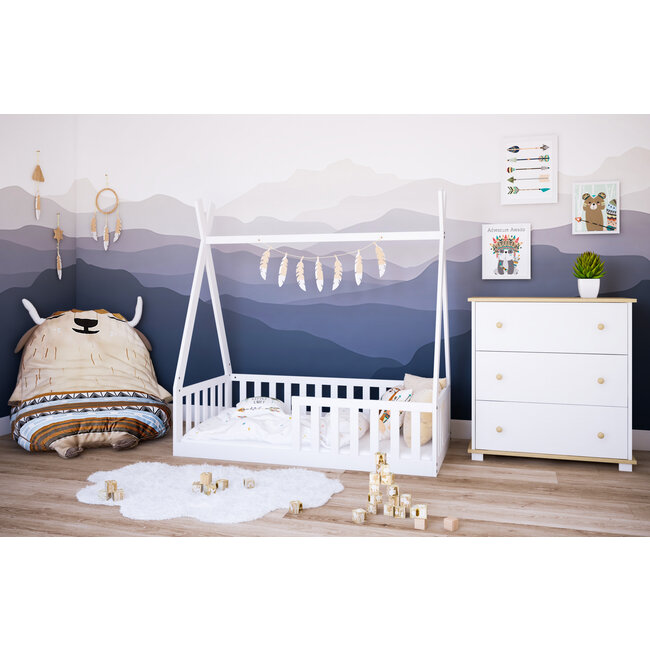 Lilli Furniture Vloerbed Tipi wit - 70x140 - Montessori peuterbed