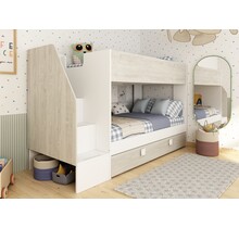 Stapelbed Easy grijs eiken met slaaplade