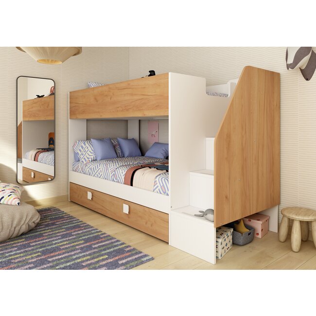 Trasman Stapelbed Easy - eikenkleur met slaaplade