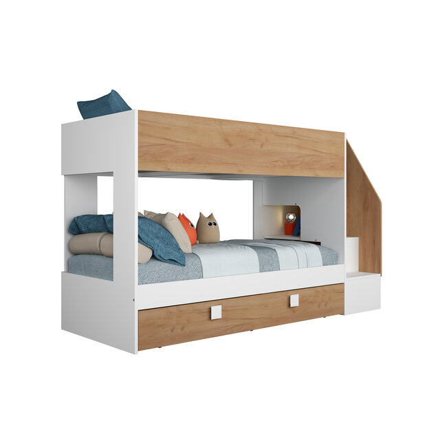 Trasman Stapelbed Easy - eikenkleur met slaaplade