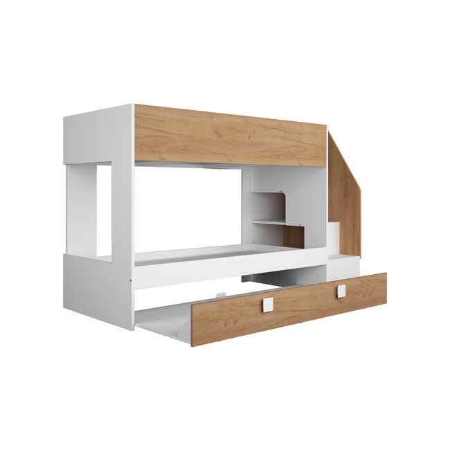 Trasman Stapelbed Easy - eikenkleur met slaaplade