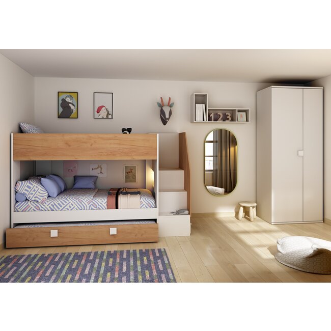 Trasman Stapelbed Easy - eikenkleur met slaaplade