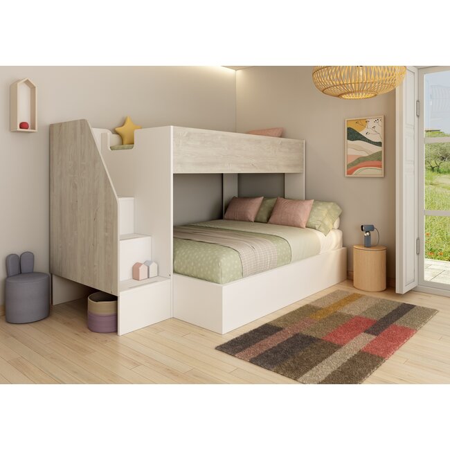 Trasman 3 persoons Familiebed - Easy grijs eiken