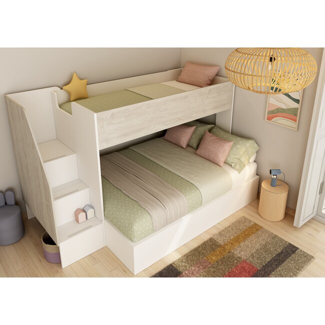 Trasman 3 persoons Familiebed - Easy grijs eiken