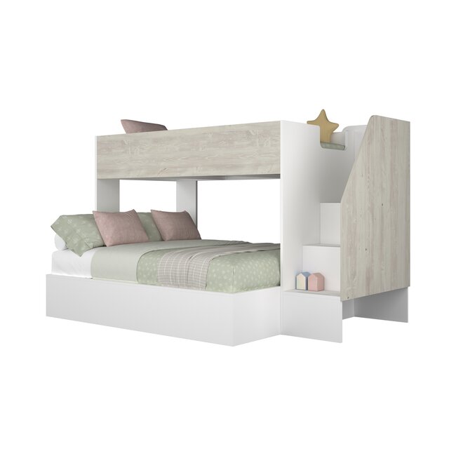 Trasman 3 persoons Familiebed - Easy grijs eiken