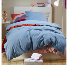 Moodit Dekbedovertrek, Freya Stone Blue - 140 x 220 + 60 x 70 cm - Katoen Flanel