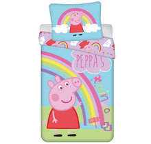 Peppa Pig Dekbedovertrek, Regenboog - Eenpersoons - 140 x 200 + 70 x 90 cm - Katoen