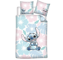 Disney Lilo & Stitch Dekbedovertrek, Tropical Flowers - Eenpersoons - 140 x 200 + 65 x 65 cm - Polykatoen