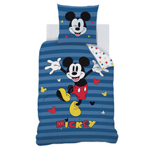 Disney Mickey Mouse Dekbedovertrek, Stripes - 140 x 200 cm + 63 x 63 cm - Katoen